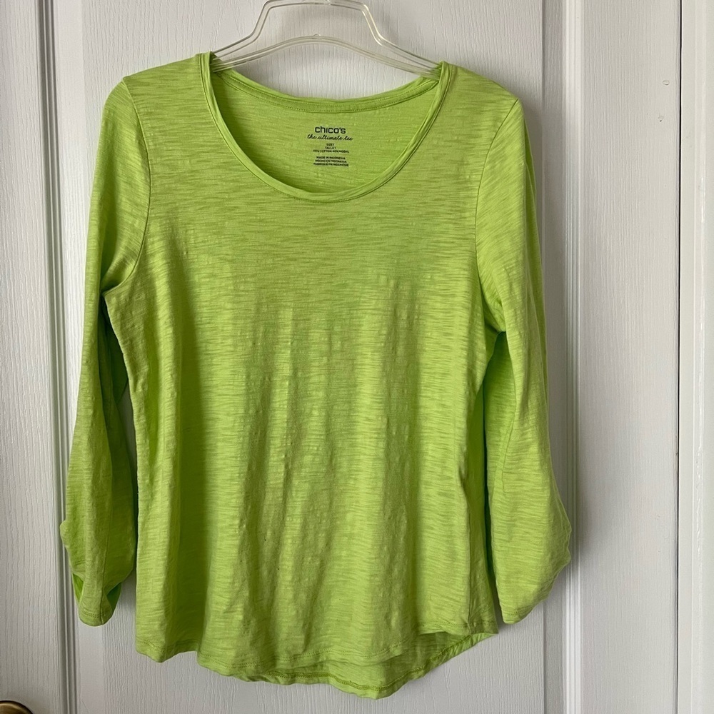 Chico's Green Scoop Neck Top Women's